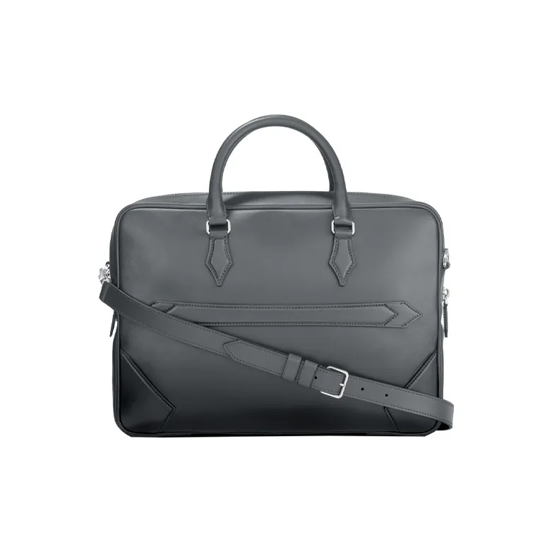 MONTBLANC Meisterstuck Full Grain Cow Leather Portable Briefcases Regular Men's Elegant Gray-2
