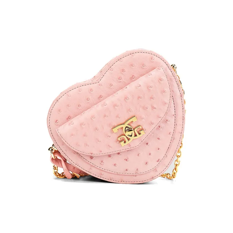 COOGI Cow Leather Heart Shaped Bag Shoulder Bag Trumpets Women's Pink-0