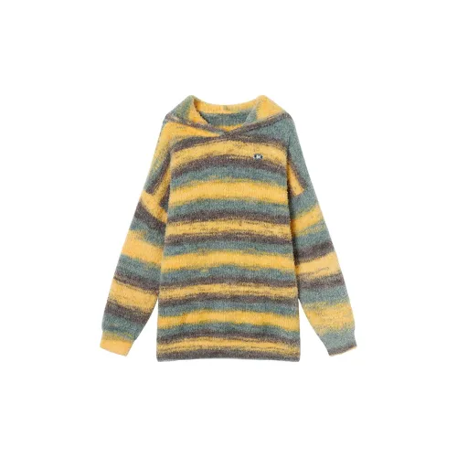 MEETLADY Knitwear Women's Yellow Green Stripes