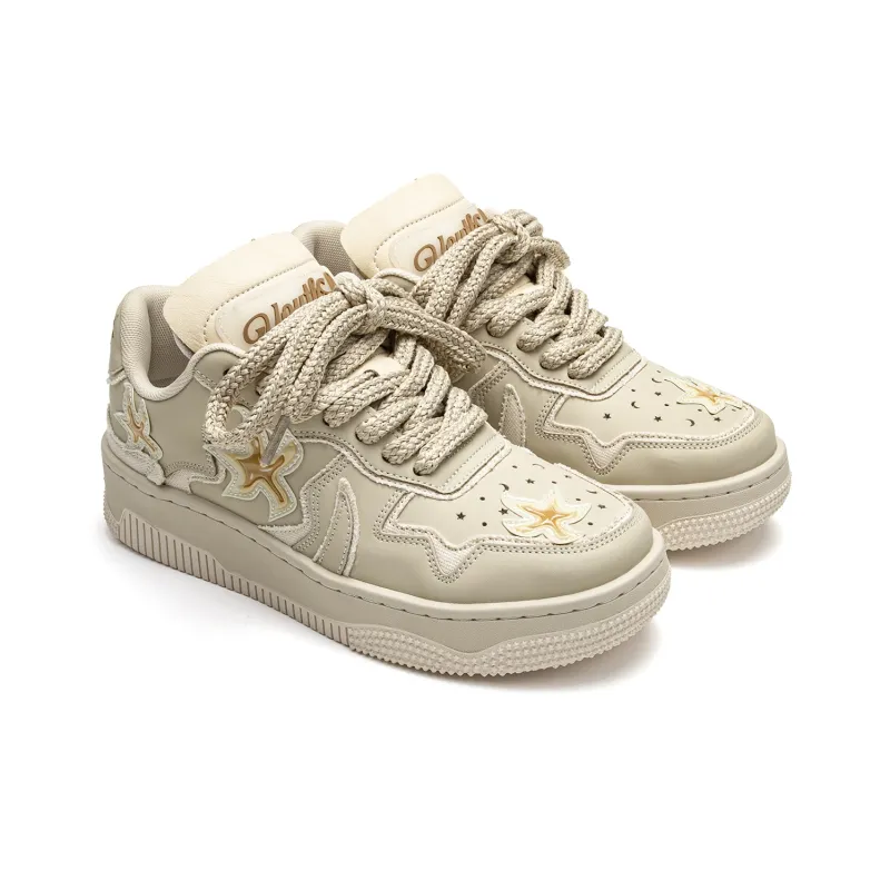 Youthloser Running Stars Collection Low Top Skateboard Shoes Unisex Beige-2