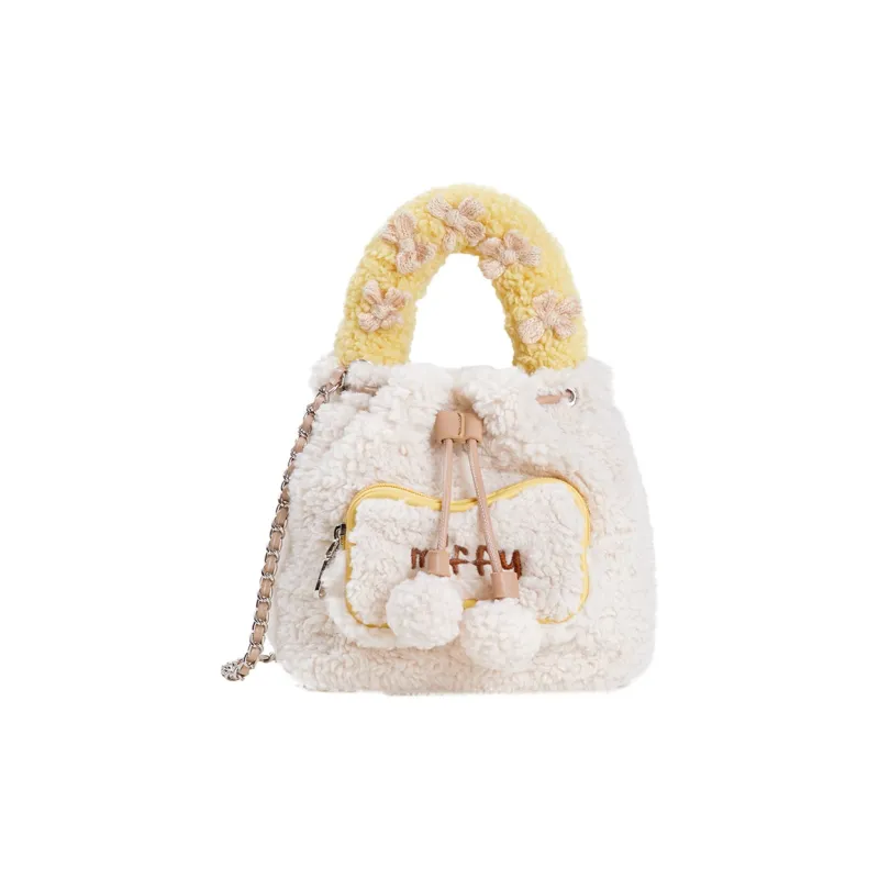 Miffy Faux Lambswool One Shoulder Handbags Regular Women's Brown/Yellow-12