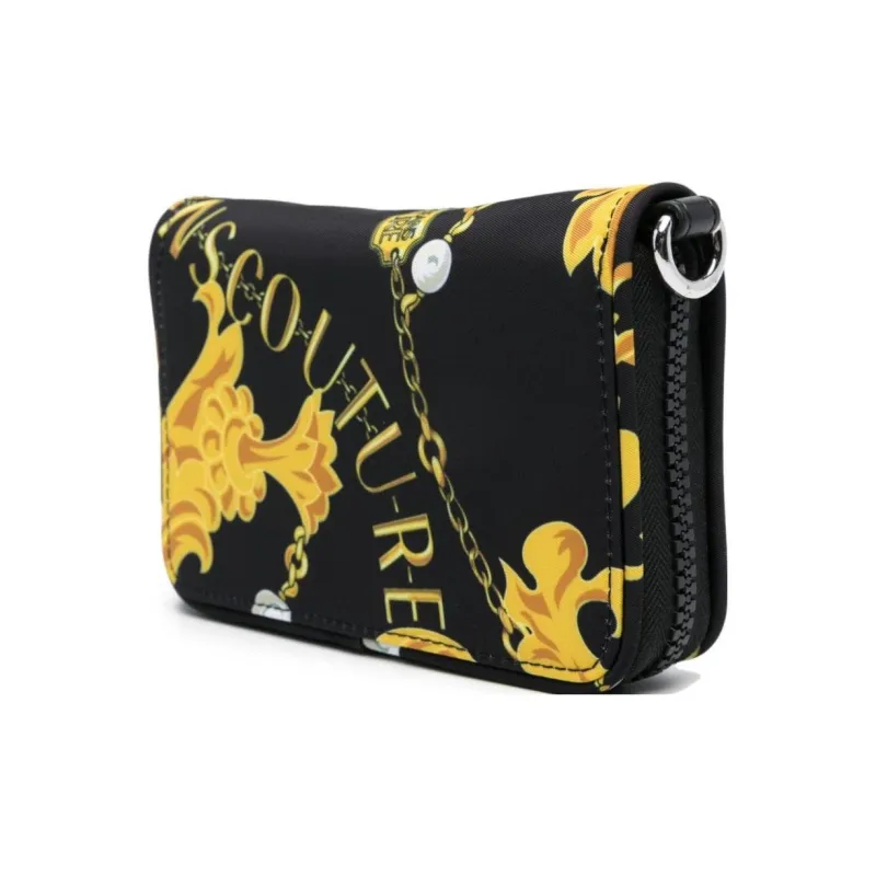 VERSACE JEANS COUTURE Polyamide Shoulder Bag Crossbody Bag Women's Black White & Gold-2