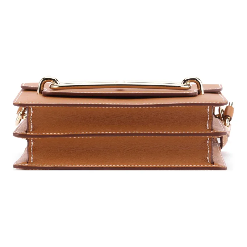 HERMES Roulis Evercolor Calfskin Pig Nose Shoulder Bag, Crossbody Bag Mini Women's 37 Gold Brown-6