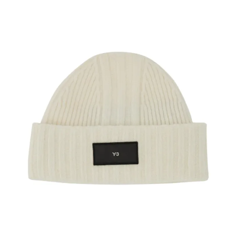 Y 3 Logo Patch Ribbed Knit Beanie-0