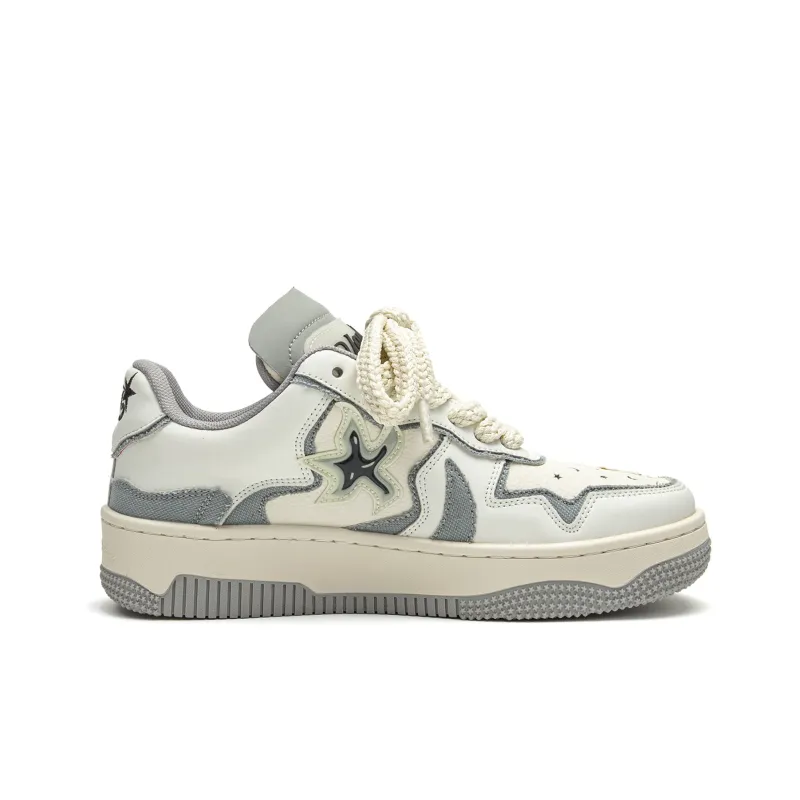 Youthloser Running Stars Collection Low Top Skateboard Shoes Unisex White Gray-1