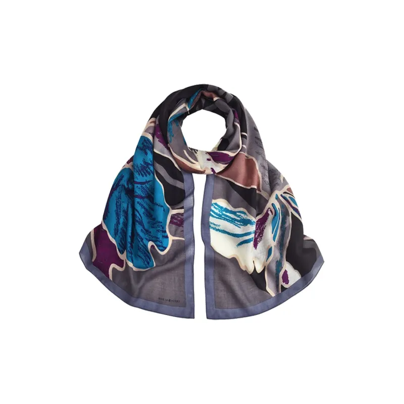 MARJAKURKI Red Scarf Atmosphere Iris Greeting Card Elegance Artistic Style Women's-2
