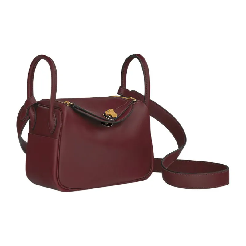 HERMES Lindy Swift Calfskin Handbag Shoulder Bag Crossbody Bag Mini Women's 55 Rouge H Hermès Red-1