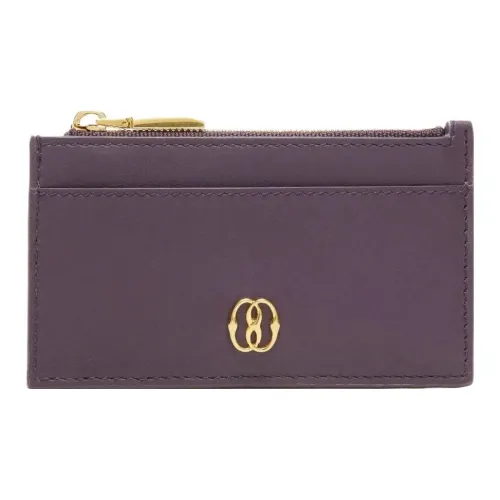 BALLY Calfskin Card Clip Card Holder Women's Purple