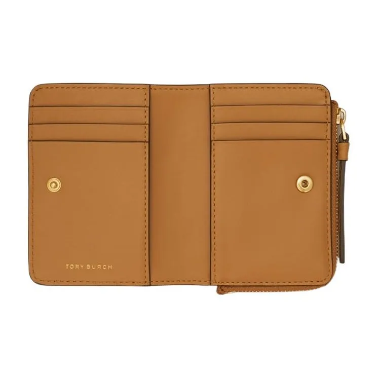 TORY BURCH McGraw Litchi Grain Leather Coin Purse Wallet Regular Women's Brown-2