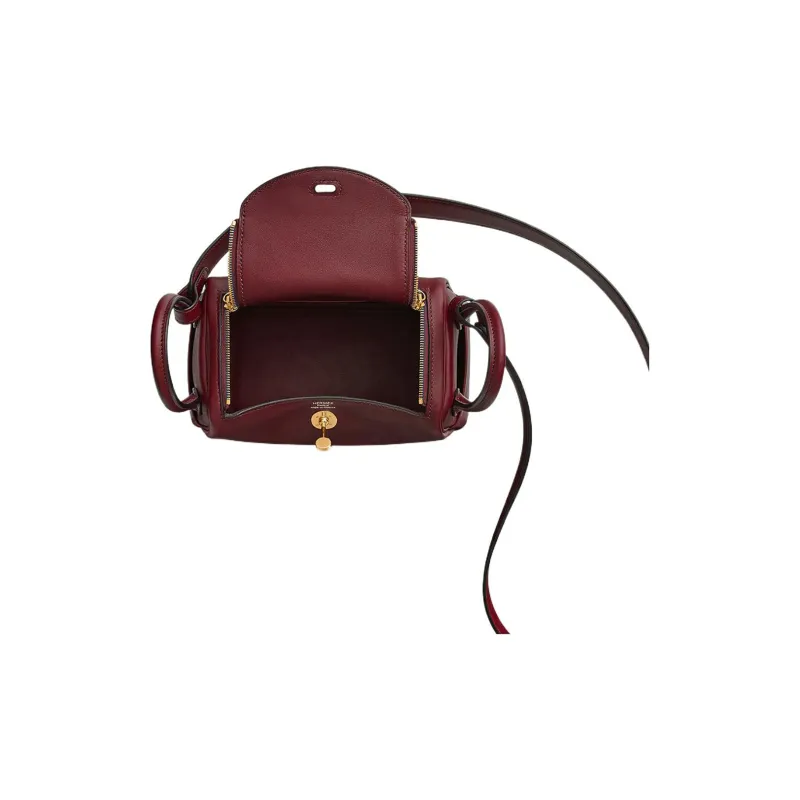 HERMES Lindy Swift Calfskin Handbag Shoulder Bag Crossbody Bag Mini Women's 55 Rouge H Hermès Red-2