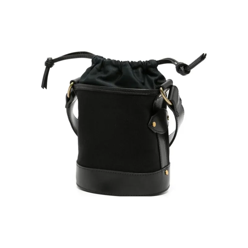 ISABEL MARANT Cotton With Calfskin Bucket Bag, Shoulder Bag, Crossbody Bag Trumpets Women's Black-1