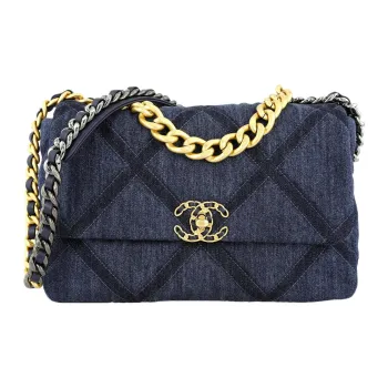 CHANEL 23C Early Spring Denim Handbag, Shoulder Bag, Crossbody Bag Medium Size Women's Dark Blue