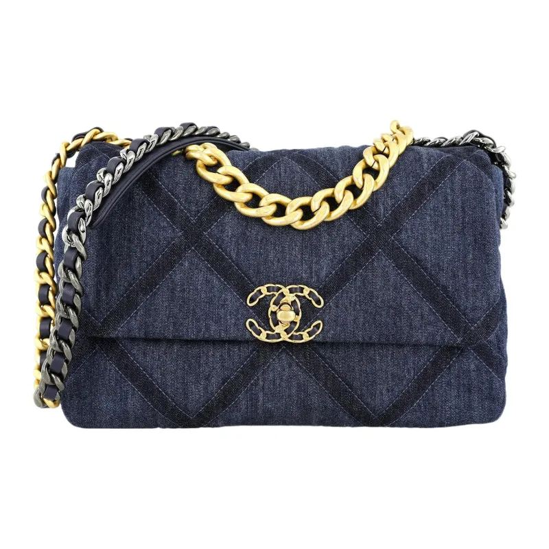 CHANEL 23C Early Spring Denim Handbag, Shoulder Bag, Crossbody Bag Medium Size Women's Dark Blue-0