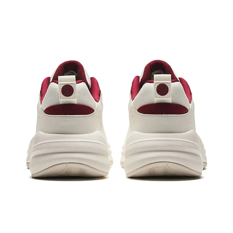 Anta Cushioning Wear Resistant Low Top Chunky Sneakers Men's White Red-3