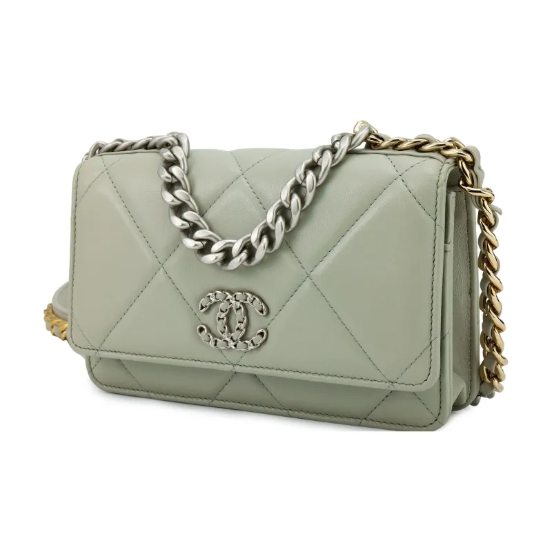 CHANEL 19BagWOC Lambskin Flap Bag Handbag, Shoulder Bag, Crossbody Bag Women's Light Gray-1