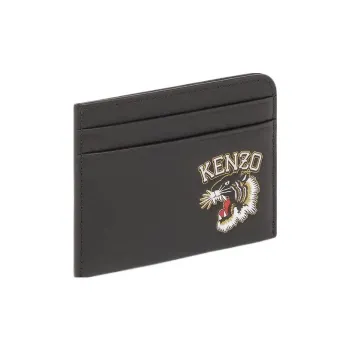 KENZO Leather Card Clip Card Holder Regular Women's Black