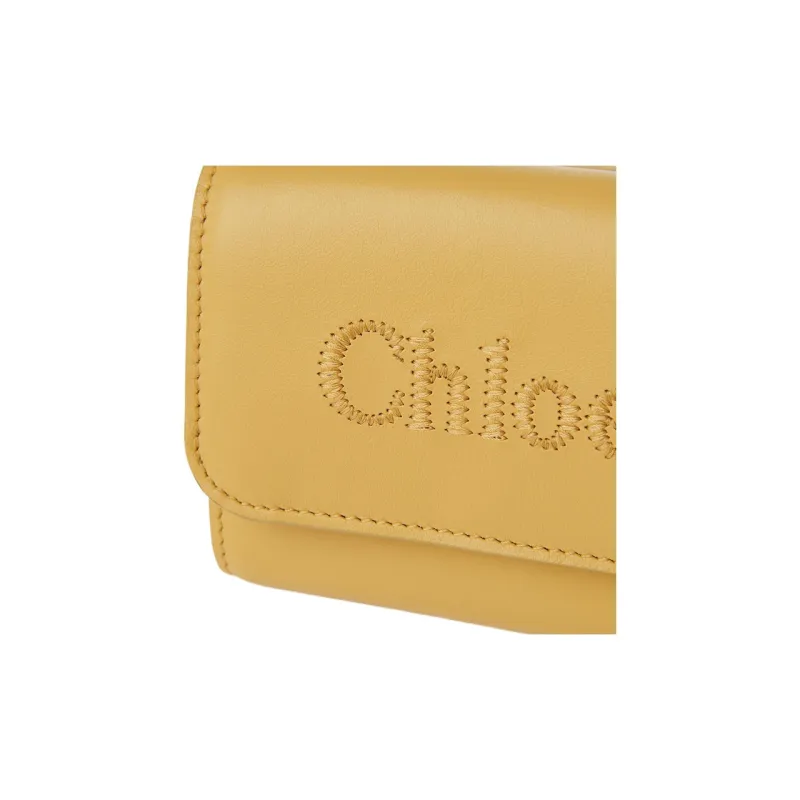 Chloe Bright Calfskin Wallet Trumpets Women's Honey Gold-4