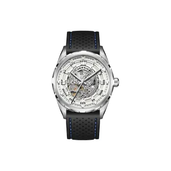 DEESIO Automatic Mechanical Movement Rubber Strap Men's Watches Cut Out Dial