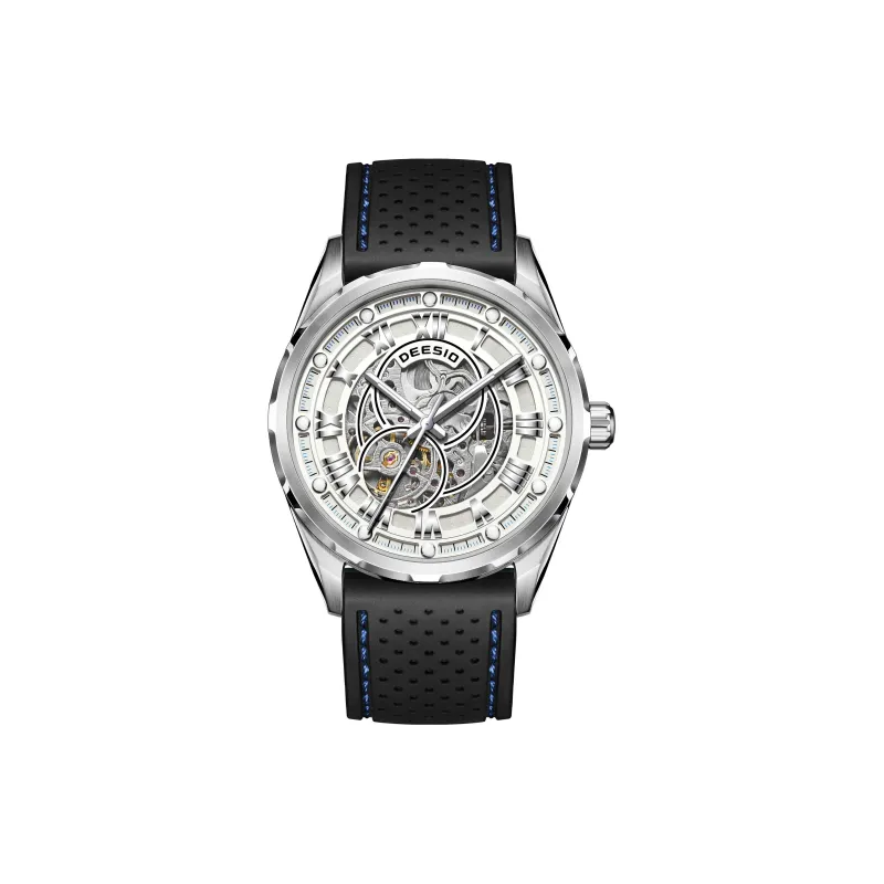 DEESIO Automatic Mechanical Movement Rubber Strap Men's Watches Cut Out Dial-1
