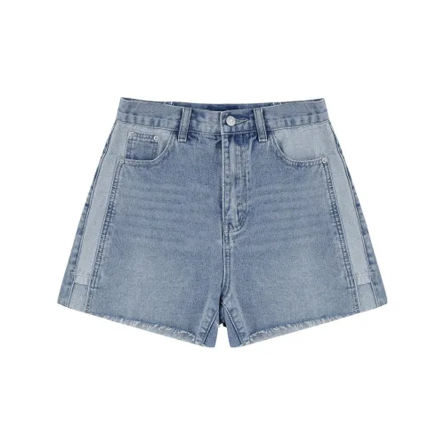 OYANXI Denim Shorts Women's Distressed Gray Blue