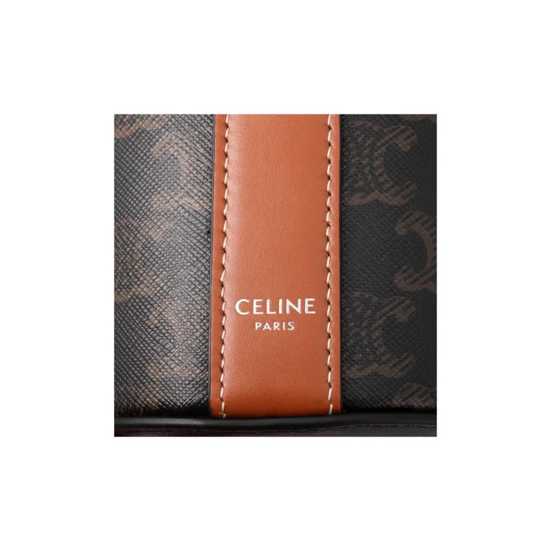CELINE Cow Leather Cylinder Bag Shoulder Bag Crossbody Bag Regular Men's Tawny-4