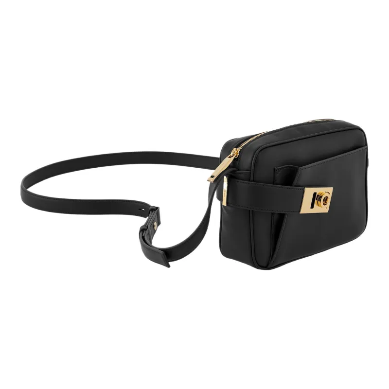 FERRAGAMO Calfskin Camera Bag, Shoulder Bag, Crossbody Bag Small Size Women's Black-3