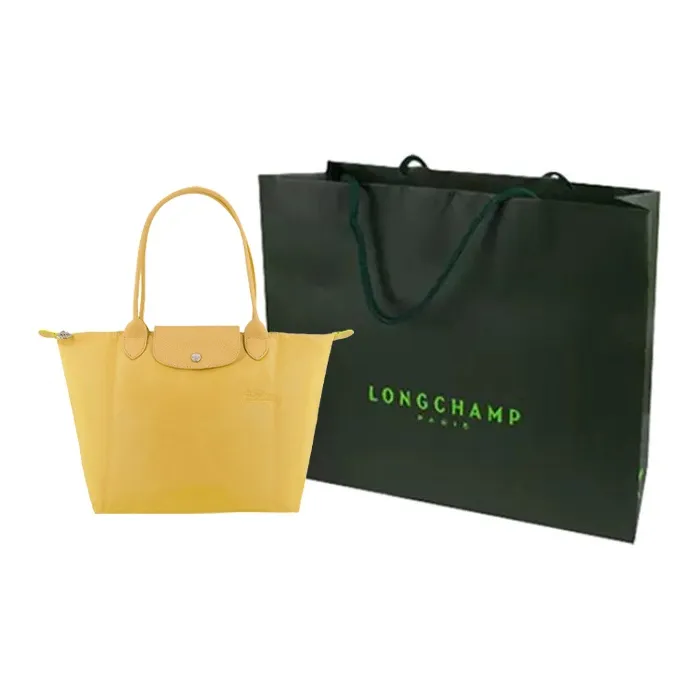 LONGCHAMP Le Pliage Green Polyamide Dumpling Bag Handbag Shoulder Bag Medium Size Women's Wheat Yellow-5
