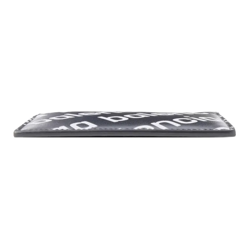 Balenciaga Allover Logo Print Cardholder Black/Silver tone-3