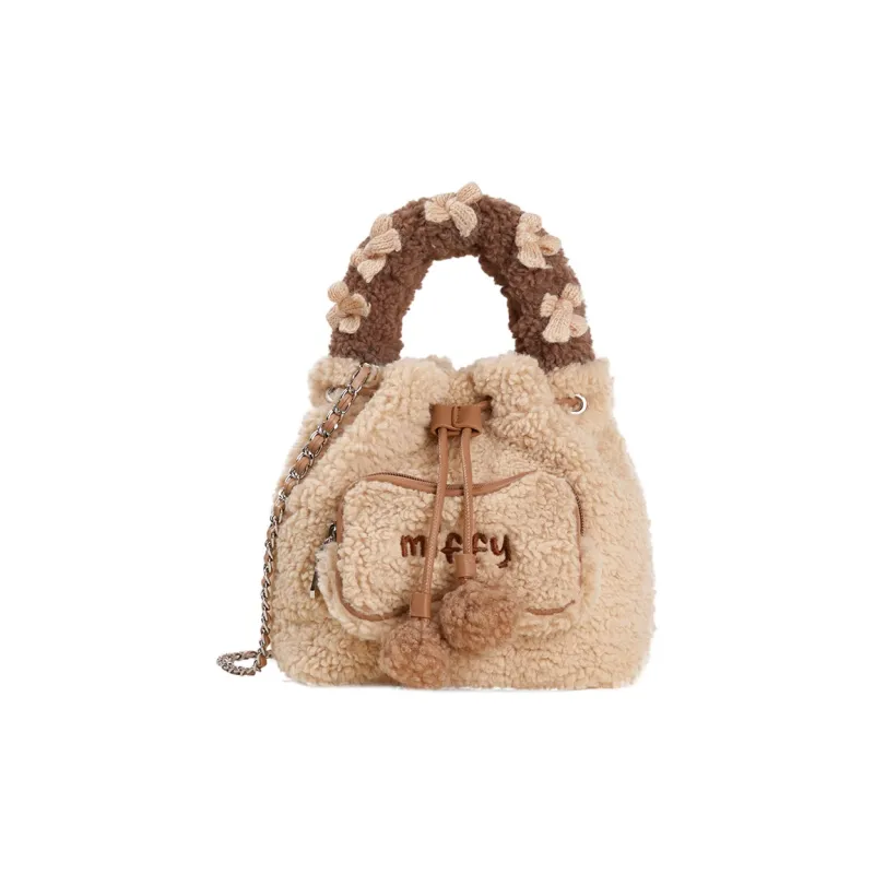 Miffy Faux Lambswool One Shoulder Handbags Regular Women's Brown/Yellow-1
