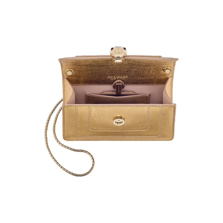 BVLGARI Serpenti Forever Series Calfskin Shoulder Bag Crossbody Bag Mini Women's Gold-3