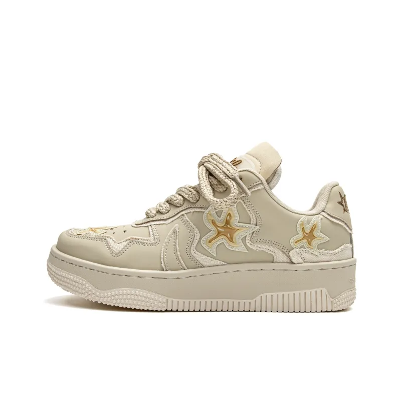 Youthloser Running Stars Collection Low Top Skateboard Shoes Unisex Beige-0