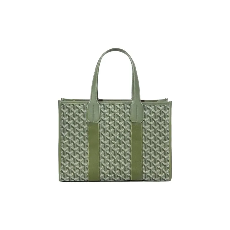 GOYARD Villette Canvas With Leather Tote Bag Shopping Bag Shoulder Bag Handbag Small Size Unisex Khaki & Green-0