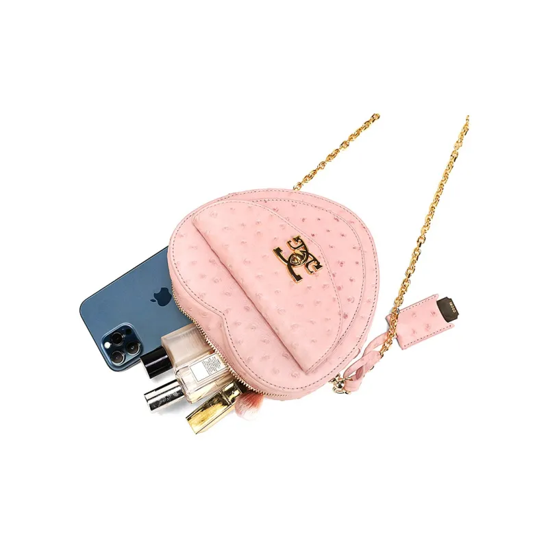 COOGI Cow Leather Heart Shaped Bag Shoulder Bag Trumpets Women's Pink-6