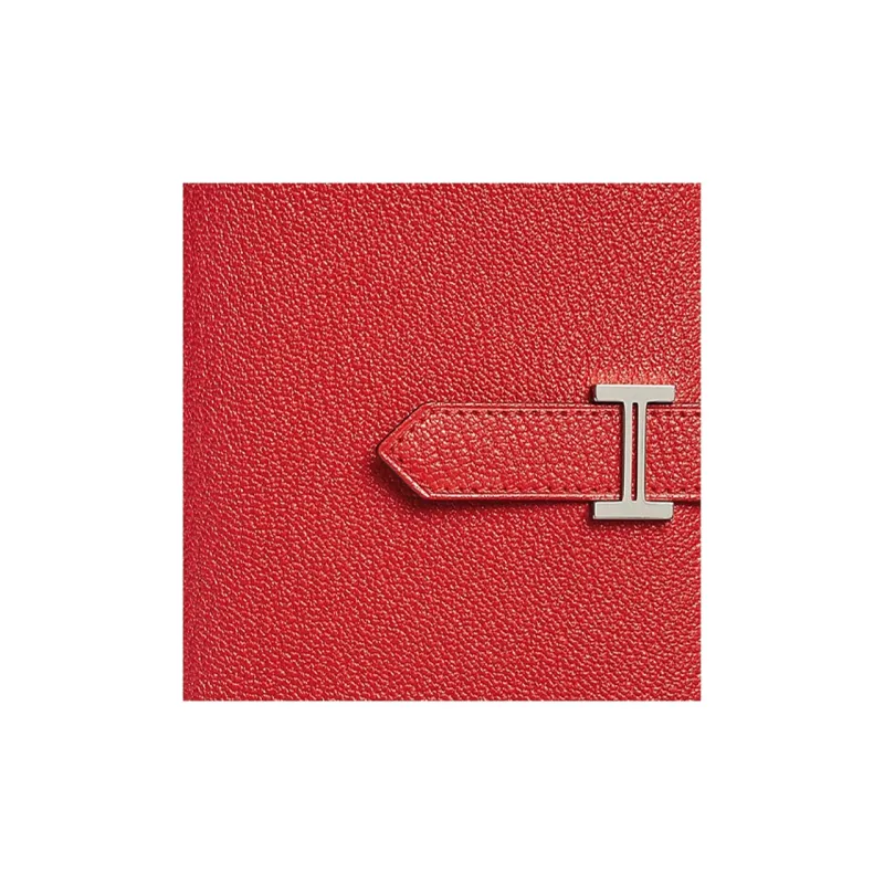 HERMES Bearn Mysore Goat Skin Card Holder, Wallet Women's Orange Red-2