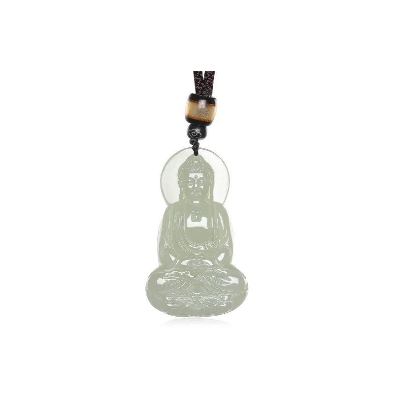 Cuiya Golden Building Pendants Pale Greenish White Jade Unisex-0
