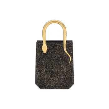 BVLGARI Serpenti Series Suede Tote Bag Shopping Bag Shoulder Bag Crossbody Bag Handbag Mini Women's Black