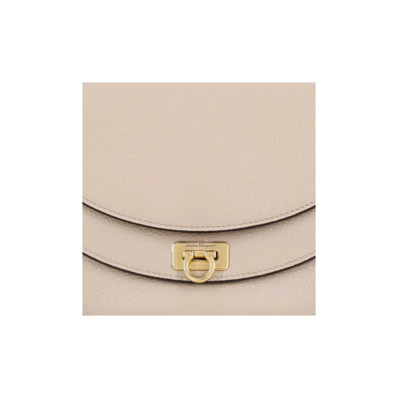 FERRAGAMO Cow Leather Saddle Bag Shoulder Bag Crossbody Bag Women's Dusty Pink-6