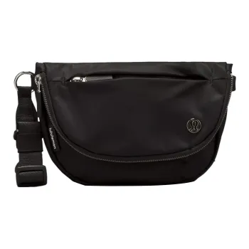 Lululemon Nylon Shoulder Bag, Crossbody Bag Extra Mini Unisex Black & Silver