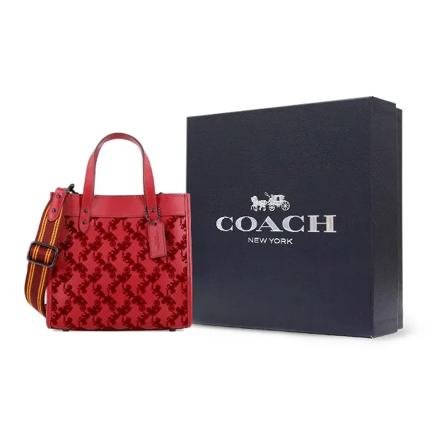 COACH Field Cow Leather Tote Bag Shopping Bag Handbag Shoulder Bag Crossbody Bag Medium Size Women's Burgundy-6