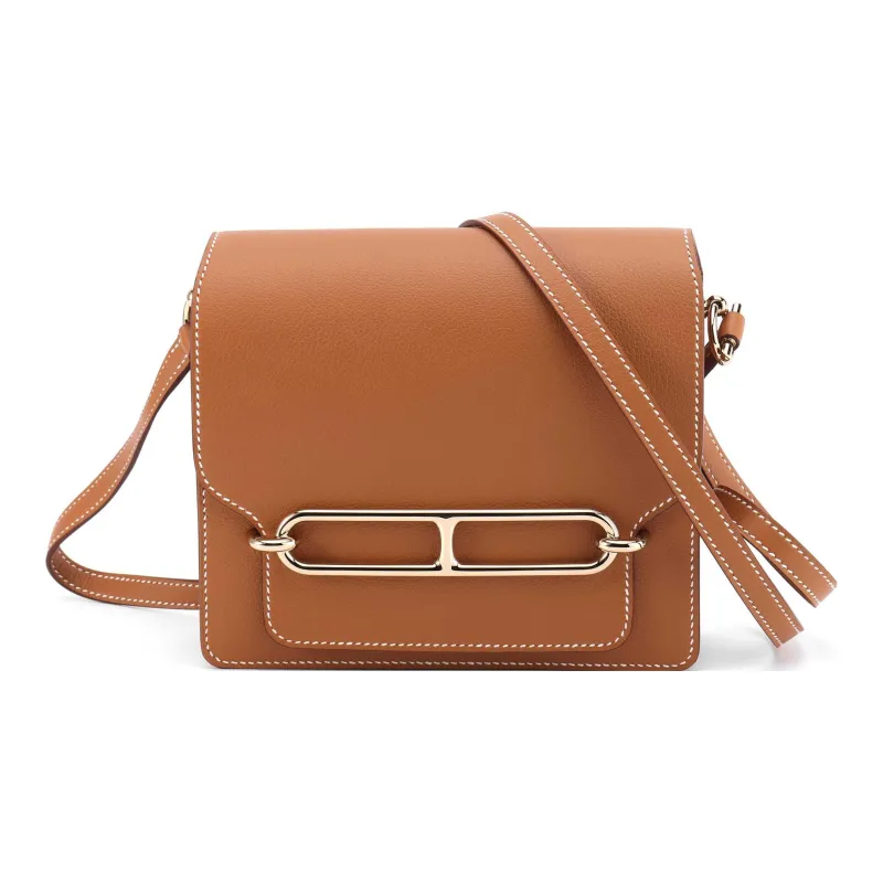 HERMES Roulis Evercolor Calfskin Pig Nose Shoulder Bag, Crossbody Bag Mini Women's 37 Gold Brown-1