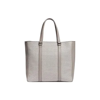 Zegna Cotton With Lambskin Tote Bag Shopping Bag Shoulder Bag Handbag Men's Light Gray