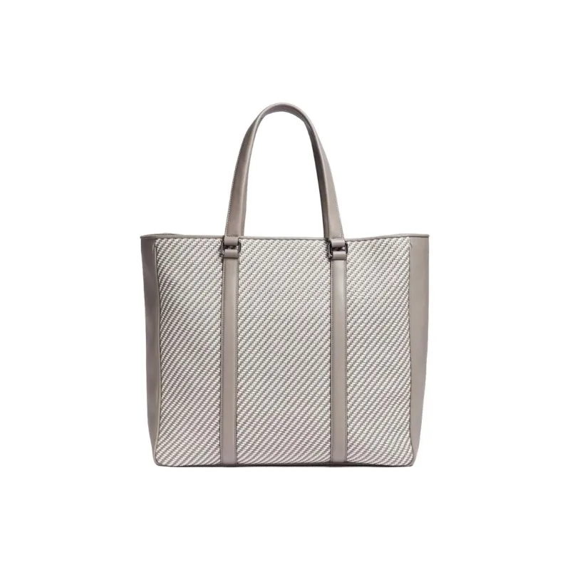 Zegna Cotton With Lambskin Tote Bag Shopping Bag Shoulder Bag Handbag Men's Light Gray-0