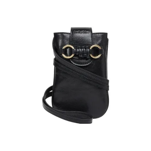 See By Chloe Grained Goatskin Shoulder Bag Crossbody Bag Cell Phone Pouch Women's Black
