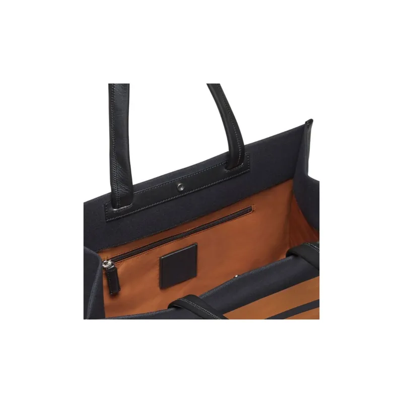 Zegna Cotton With Cow Leather Tote Bag Shopping Bag Handbag Men's Black-3