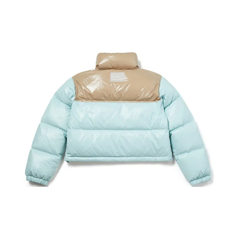 MARDI MERCREDI FW24 CROPPED DOWN JACKET COLOR BLOCK_MINT Down Jacket Women's Mint Green Latte Brown-1