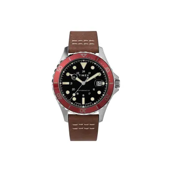 TIMEX Wrist Watch Automatic Mechanical Movement Genuine Leather Strap Black Dial Men's Watches
