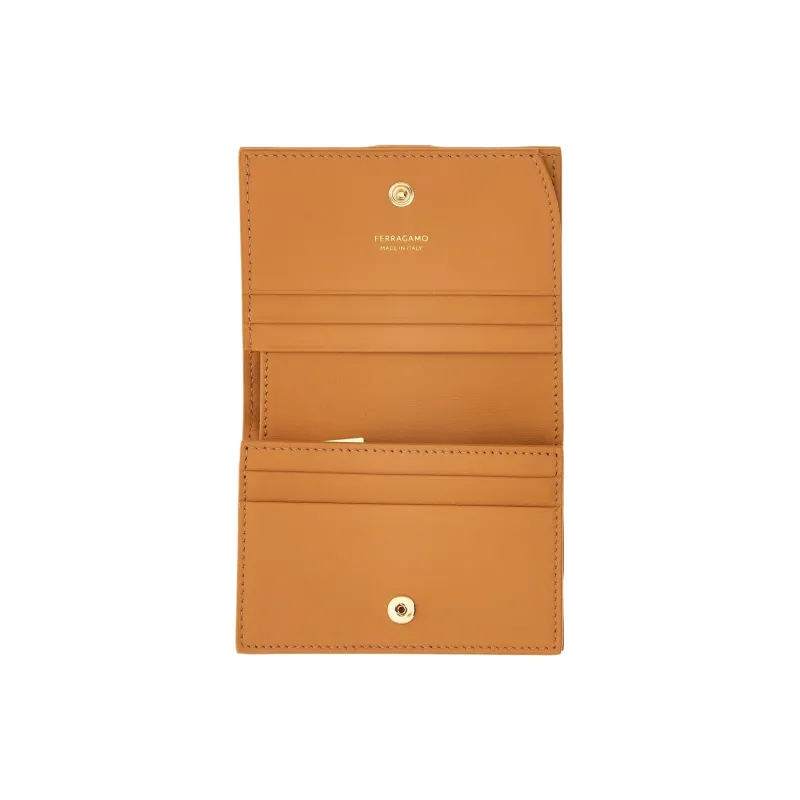 FERRAGAMO GANCINI Calfskin Wallet Regular Women's Light Camel-3
