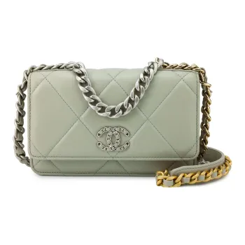 CHANEL 19BagWOC Lambskin Flap Bag Handbag, Shoulder Bag, Crossbody Bag Women's Light Gray