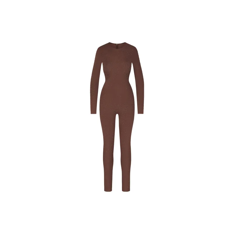 Skims X Swarovski Jelly Sheer Long Sleeve Catsuit Sienna-0
