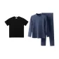 Mock Neck Men's Royal Blue+270 G Heavyweight Pure Black Short-Sleeved
